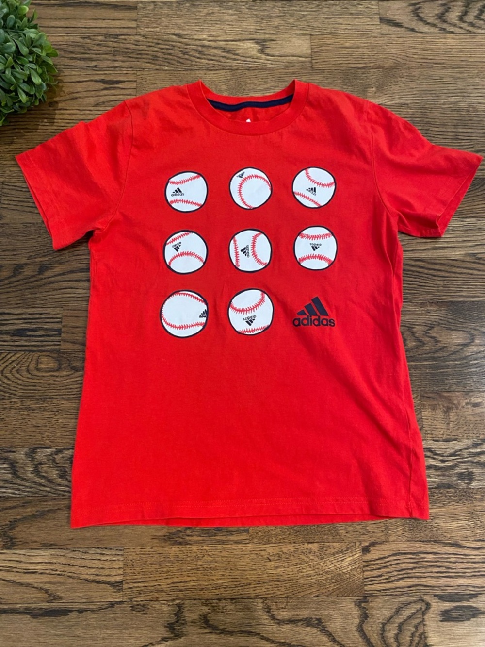 Adidas Red Boys Baseball Graphic Tshirt Sz S